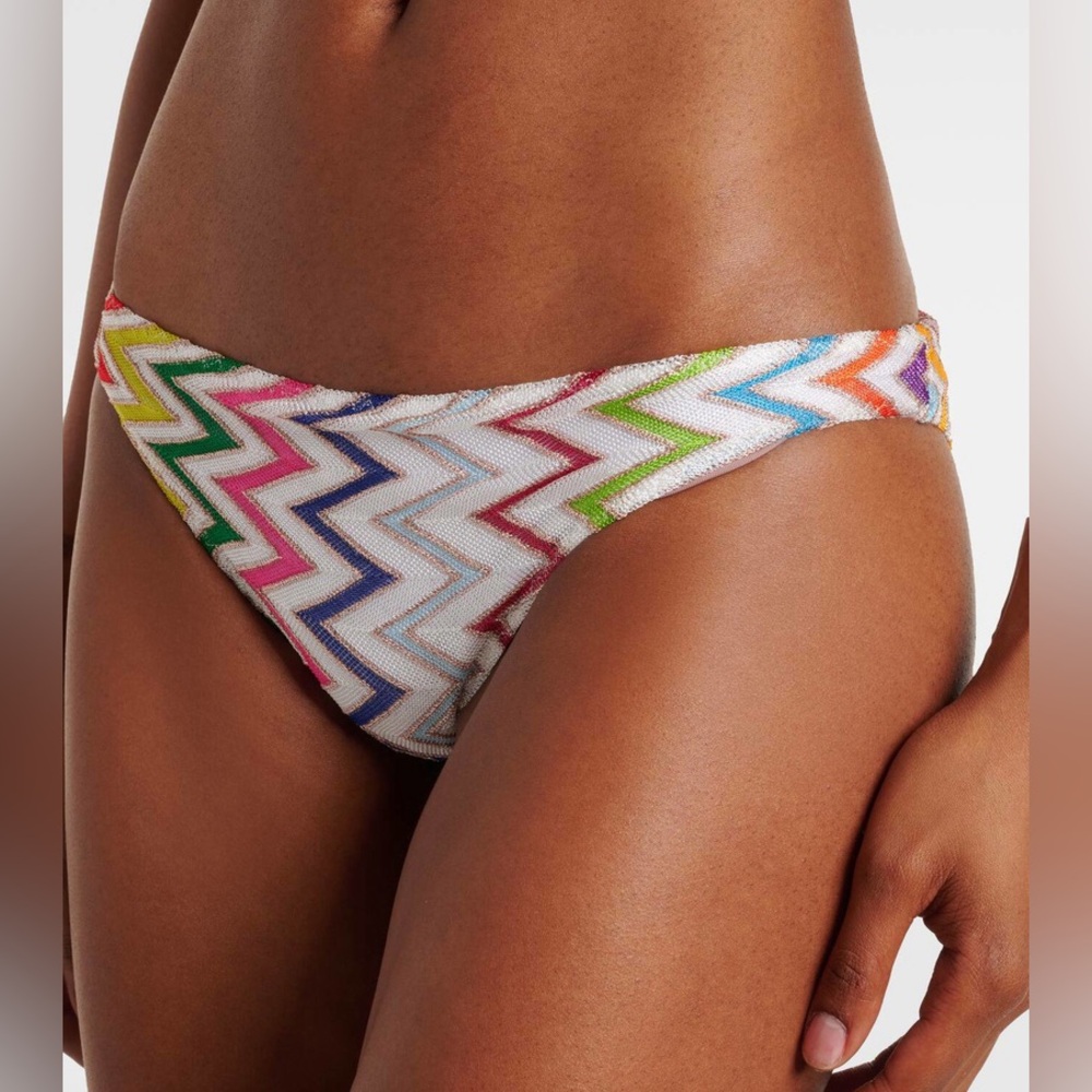 Missoni Women's Zig-Zag Lame Knit Bikini Bottom Swimwear Size 44 Large
